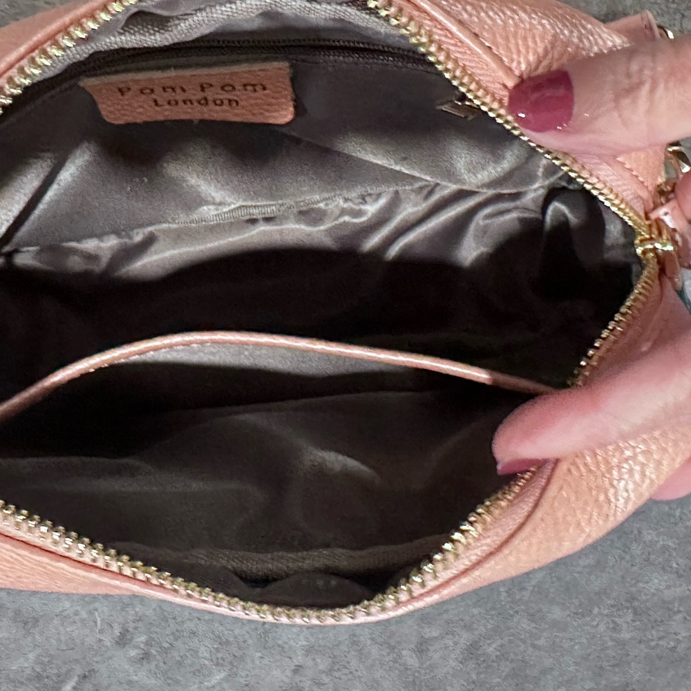 Pom Pom London Metallic Pink Crossbody Bag NWOT - Picture 7 of 16